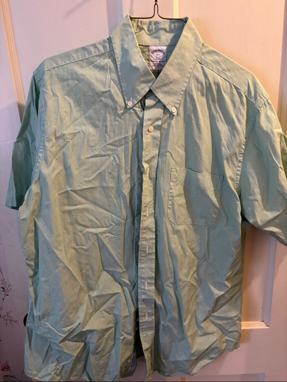 Brooks Brothers Light Green Short Sleeve Button-Down Shirt